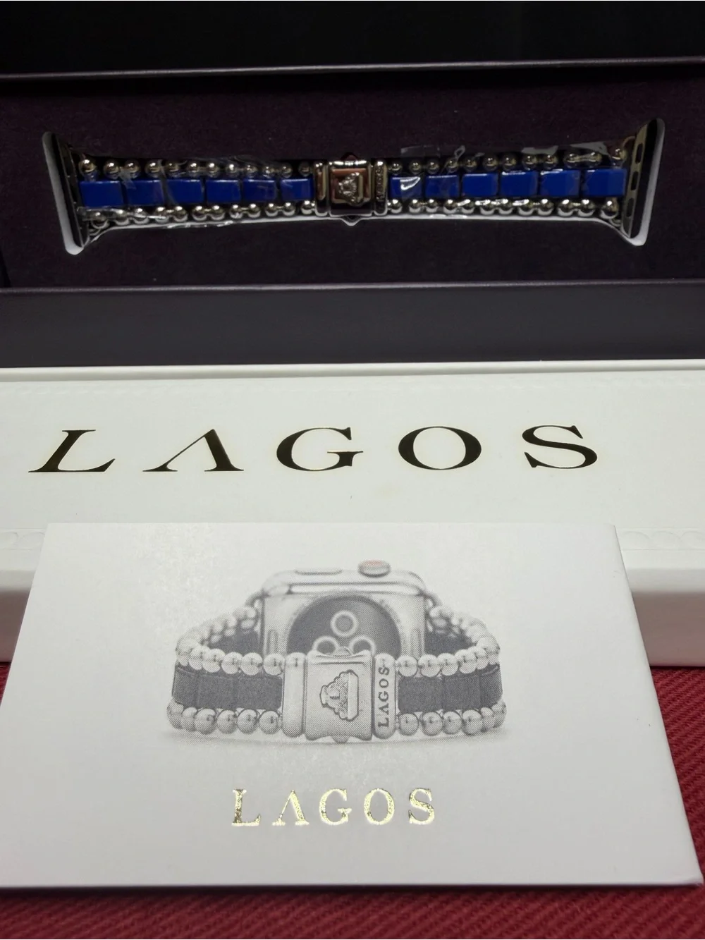 LAGOS Sterling Silver & Blue Ceramic Apple Watch Band
